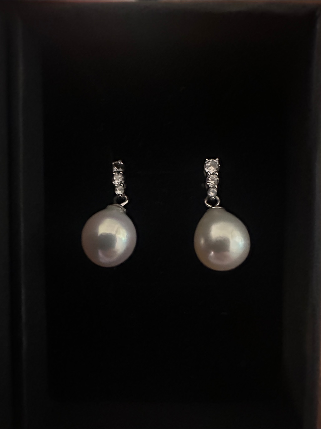 Givre Drop Pearl Earrings With Cz Accents